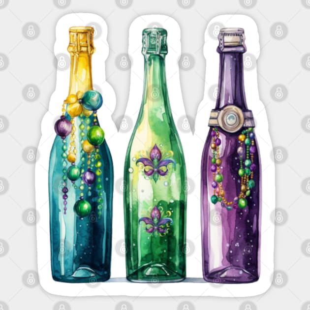 Mardi Gras Bottles and Beads Sticker by mw1designsart